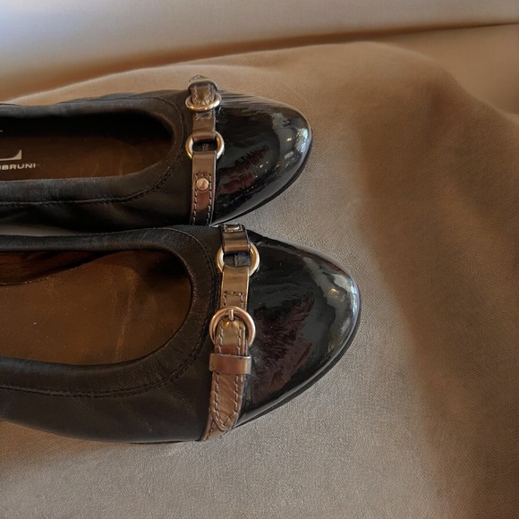 AGL Black Metallic Grey Monika Cap Toe Ballet Flats Shoes Leather Italy 40 - Picture 7 of 16